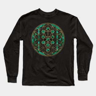 Kabbalah The Tree of Life on flower of life Long Sleeve T-Shirt